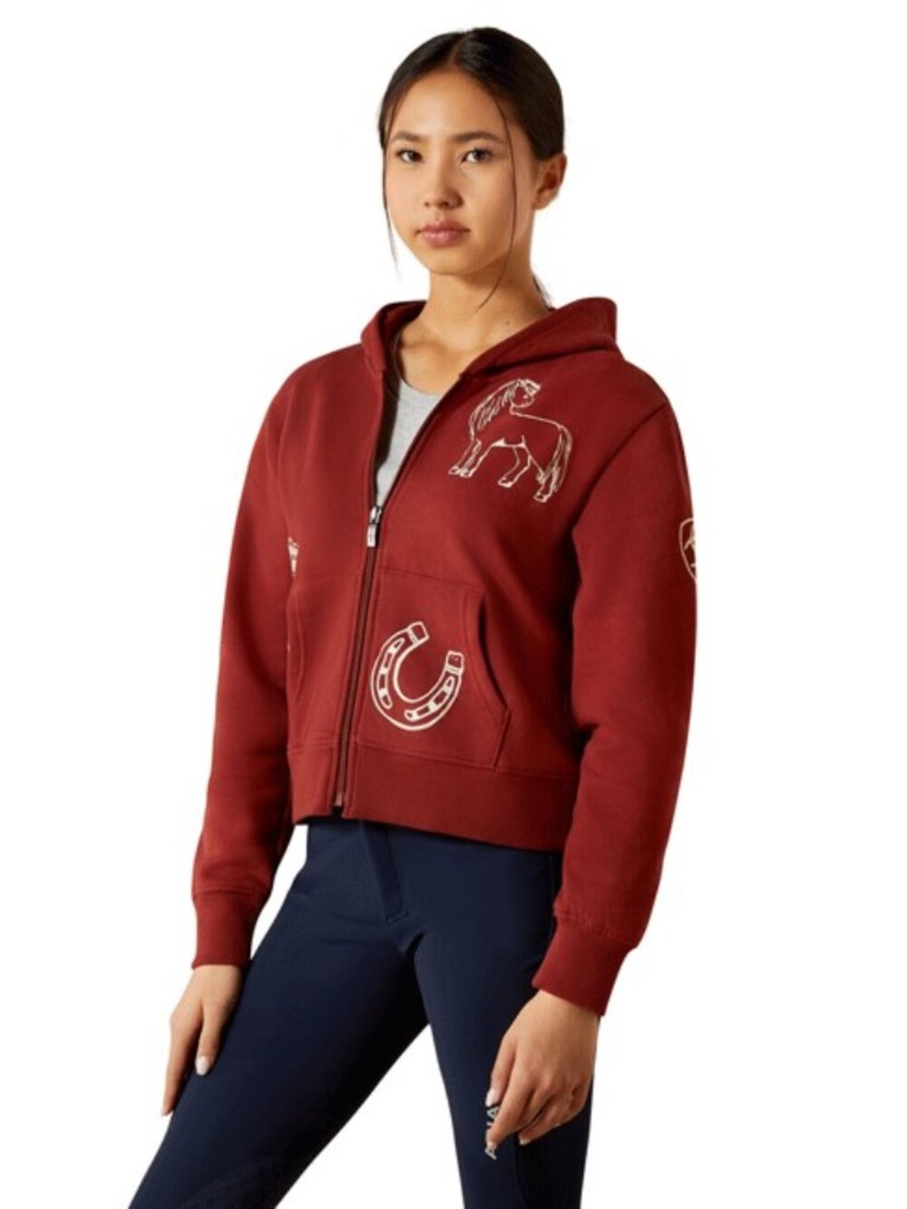 Ariat Youth Spiffy Full-Zip Hoodie – Dark Red | NWT